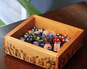 Dragon Fire DnD tärningsbricka i trä, bärbar Wyvern Flame tärningsrullbricka, Dungeon Master betjänad bricka, Pathfinder, Shadowrun TTRPG-speluppsättning