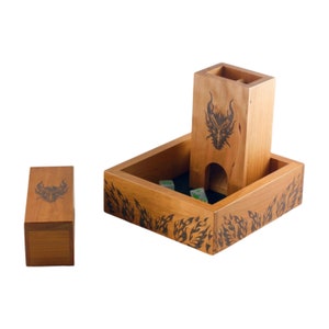 3-Piece Dragon Gaming Setup: DnD Dice Vault, Dice Tower and Tray, Nerdy Groomsmen Gift, Dice Storage for Tyranny of Dragons & Fantasy TTRPG - Dragon Armor Games