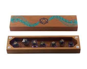 Tentacles D20 dobbelstenenkluis voor DnD, Pathfinder, Shadowrun TTRPG's, houten polyedrische dobbelsteendoos met magnetische sluiting