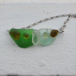 Abstract Butterfly Alaskan (Unpolished) Sea Glass Pendant Necklace