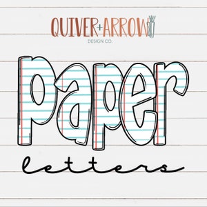 Doodle Letters Paper Alphabet PNG | Hand Drawn Upper and Lower Case + Numbers Alpha Pack Digital Download | Back to School Font