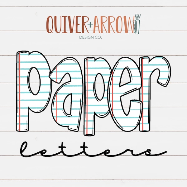 Doodle Letters Paper Alphabet PNG | Hand Drawn Upper and Lower Case + Numbers Alpha Pack Digital Download | Back to School Font
