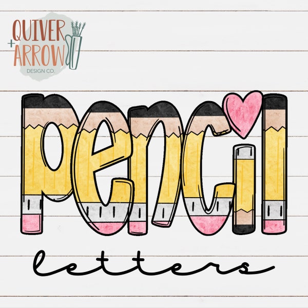 Pencil Doodle Letters Alphabet PNG | Hand Drawn Upper and Lower Case + Numbers Alpha Pack Digital Download | School Supplies Font