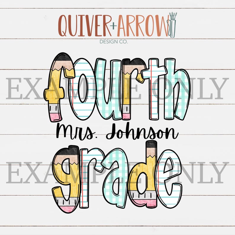 Fourth Grade PNG | School Name Digital Download | School Font - Etsy