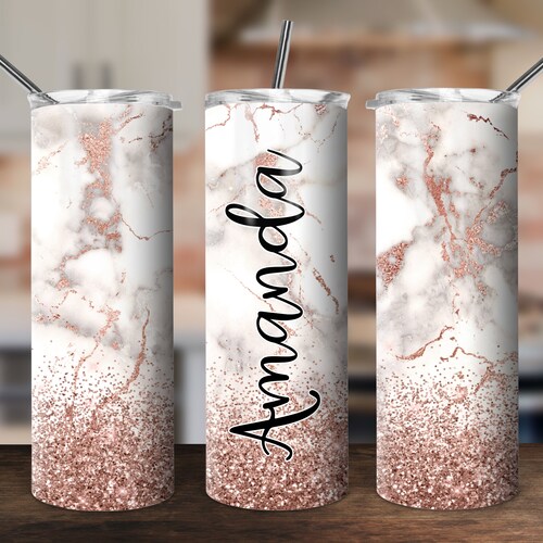 Rose Gold Glitter Tumbler Rose Gold Ombre Sublimation Design Etsy