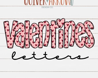 Valentines Doodle Buchstaben Alphabet PNG | Handgezeichnete Groß- und Kleinbuchstaben + Zahlen Alpha Pack Digitaler Download | Urlaub Schriftart