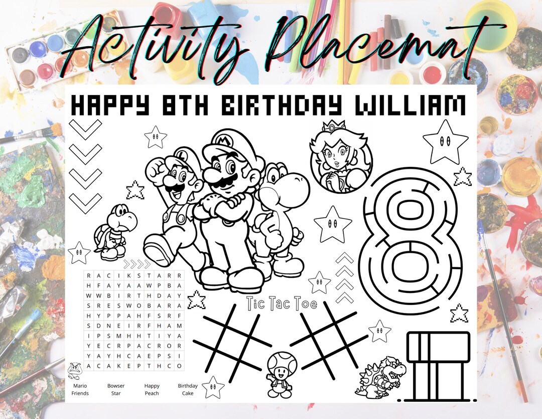 Personalized Super Party Activity Sheet Birthday Party Etsy