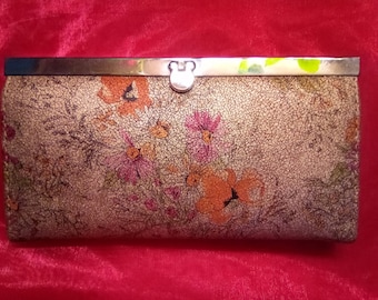 Metallic Gold Floral Clutch Purse