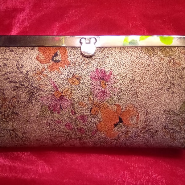 Metallic Gold Floral Clutch Purse