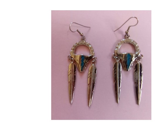 Earings - Silver Southwest Feather - image 1