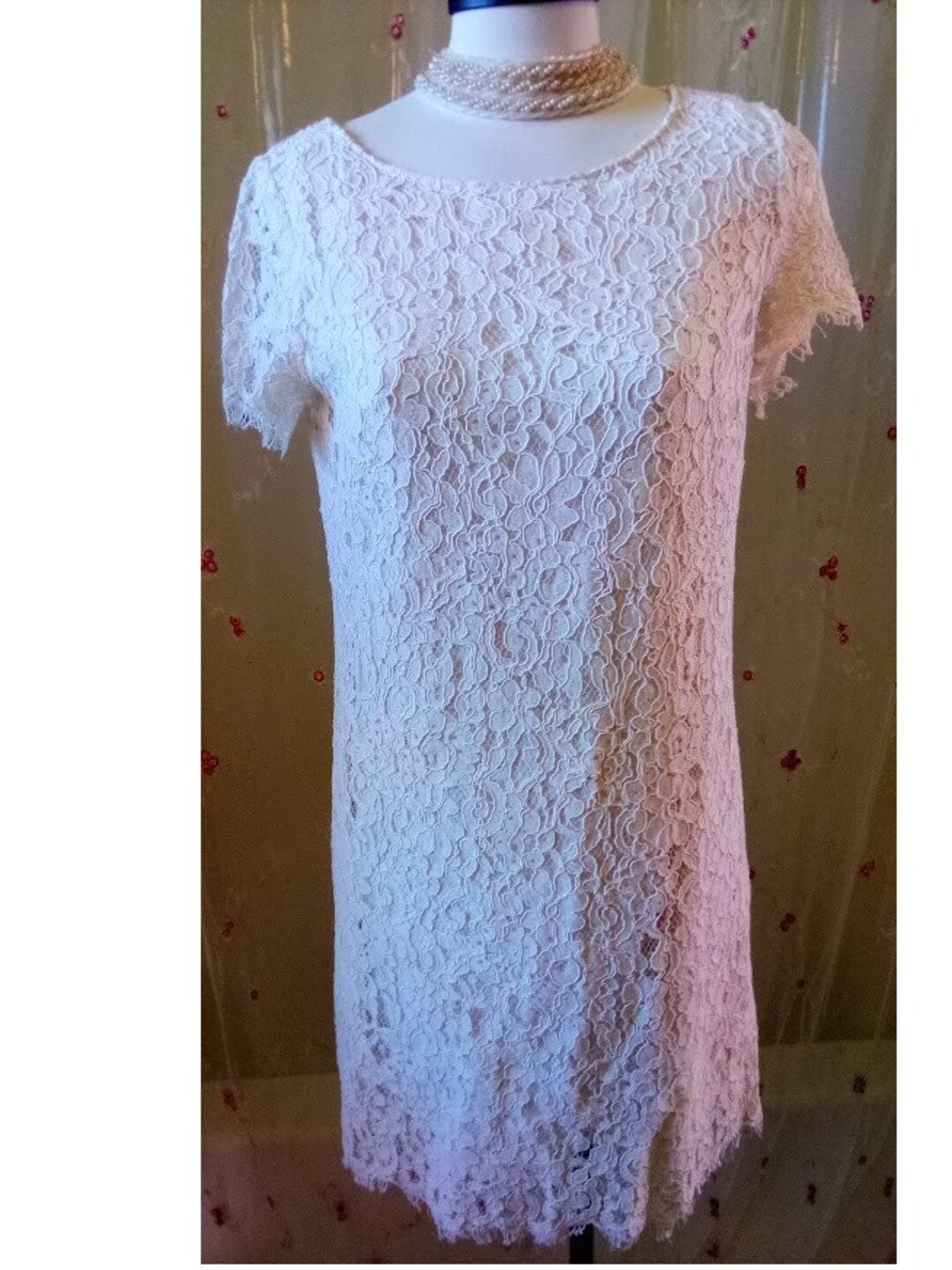 Robe Zaftique Marron Café Perles Dentelle - Taille Plus (XL-4X) - Neuf Sans étiquettes