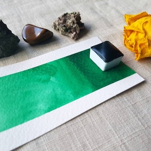 Phthalo Green Yellowish - Single Half Pan - Handmade Watercolours