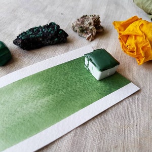 Dark Chromium Oxide Green - Single Half Pan - Handmade Watercolours image 1