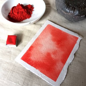 Helio Red - Single Half Pan - Handmade Watercolours