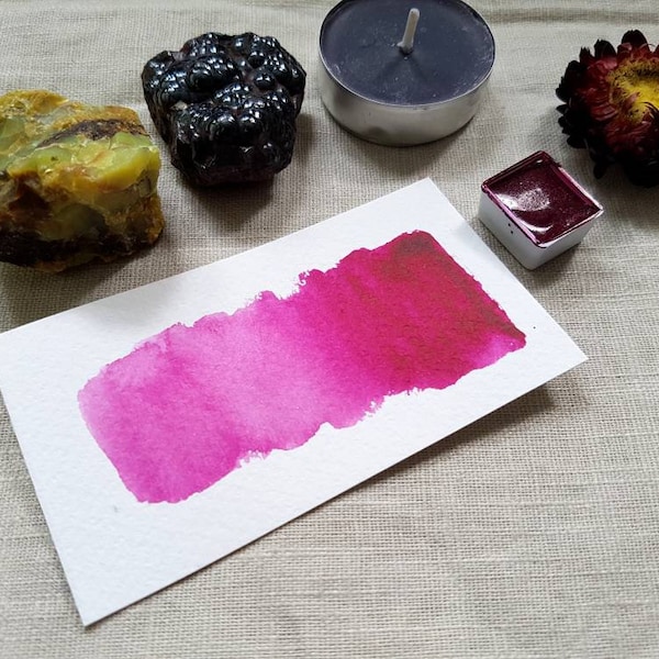 Quinacridone Magenta #1 - Single Half Pan - Handmade Watercolours