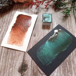 Tempest - Red / Brown / Green *Discontinued Pigment* - Single Half Pan - Handmade Watercolours