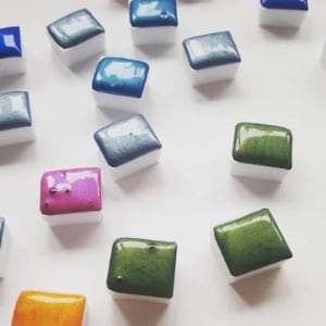 Dark Chromium Oxide Green - Single Half Pan - Handmade Watercolours image 2