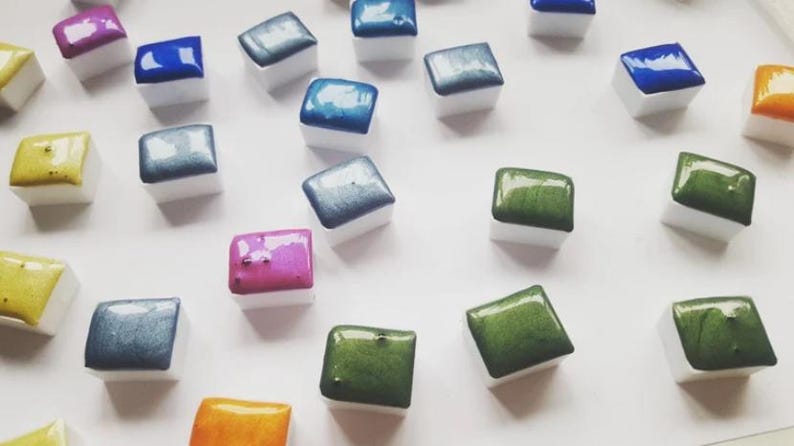 Dark Chromium Oxide Green - Single Half Pan - Handmade Watercolours image 2