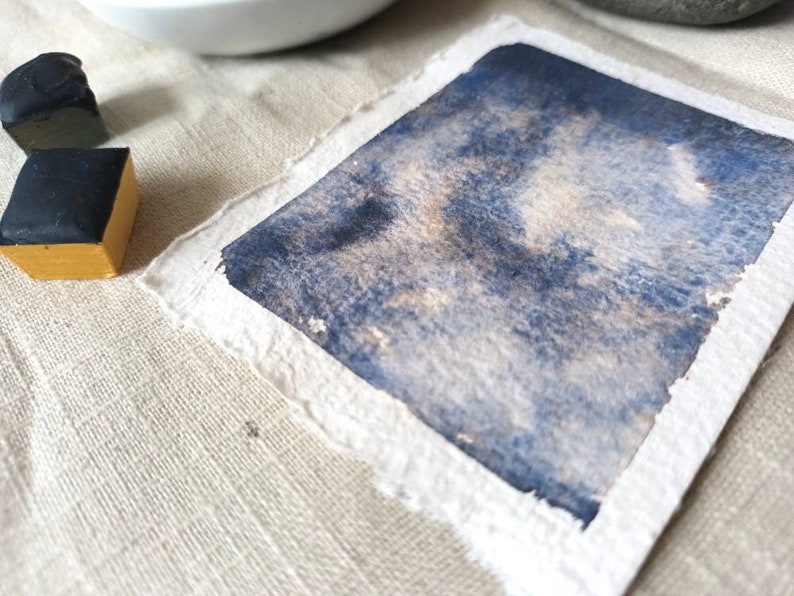 Paynes Blue - enkele halve pan - handgemaakte aquarellen afbeelding 2