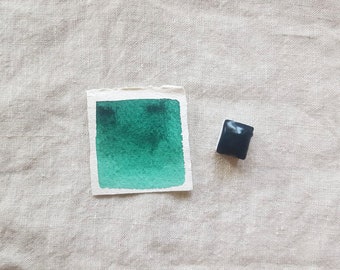 Phthalo Green Dark Cyan - Single Half Pan - Handmade Watercolours