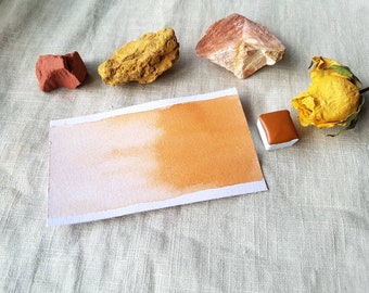 Warm Yellow Ochre - Single Half Pan - Handmade Watercolours