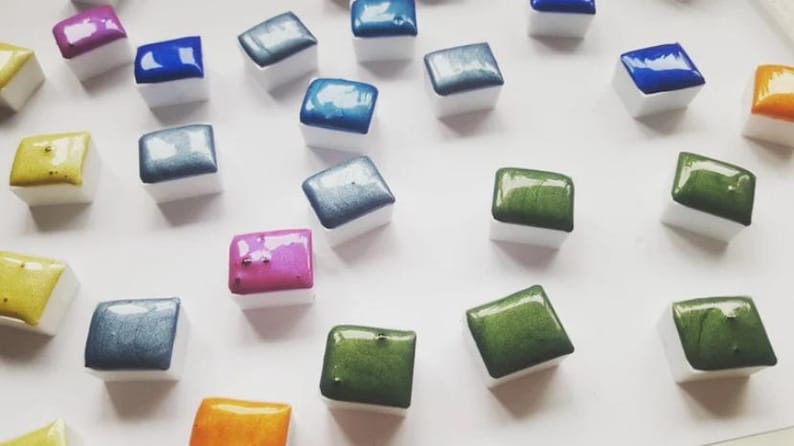 Paynes Blue - enkele halve pan - handgemaakte aquarellen afbeelding 5