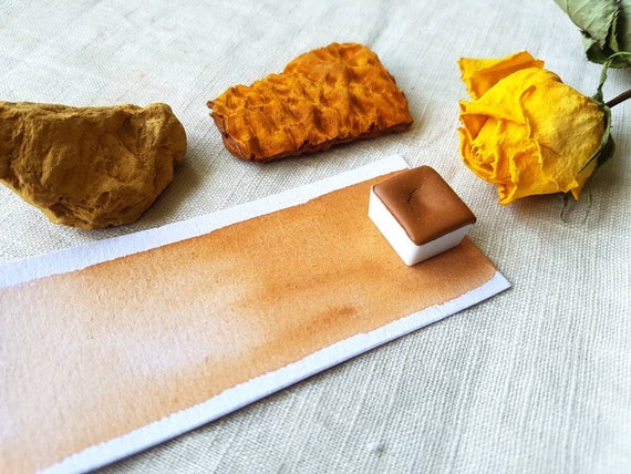 Gold Ochre - Single Half Pan - Handmade Watercolours