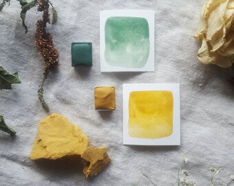 2 For 1 - Terre Verte and Italian Yellow Earth - 2 Half Pans