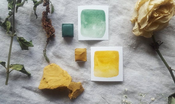 2 For 1 - Terre Verte and Italian Yellow Earth - 2 Half Pans
