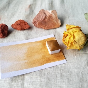 Naturlig Sienna / Italiensk - Enkel halv panna - Handgjorda akvareller bild 1