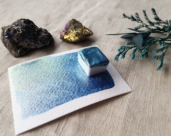 Sea Foam - Chameleons Blue / Light Green - *Discontinued Pigment* - Single Half Pan - Handmade Watercolours