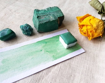 Malachite - Single Half Pan - Handmade Watercolours