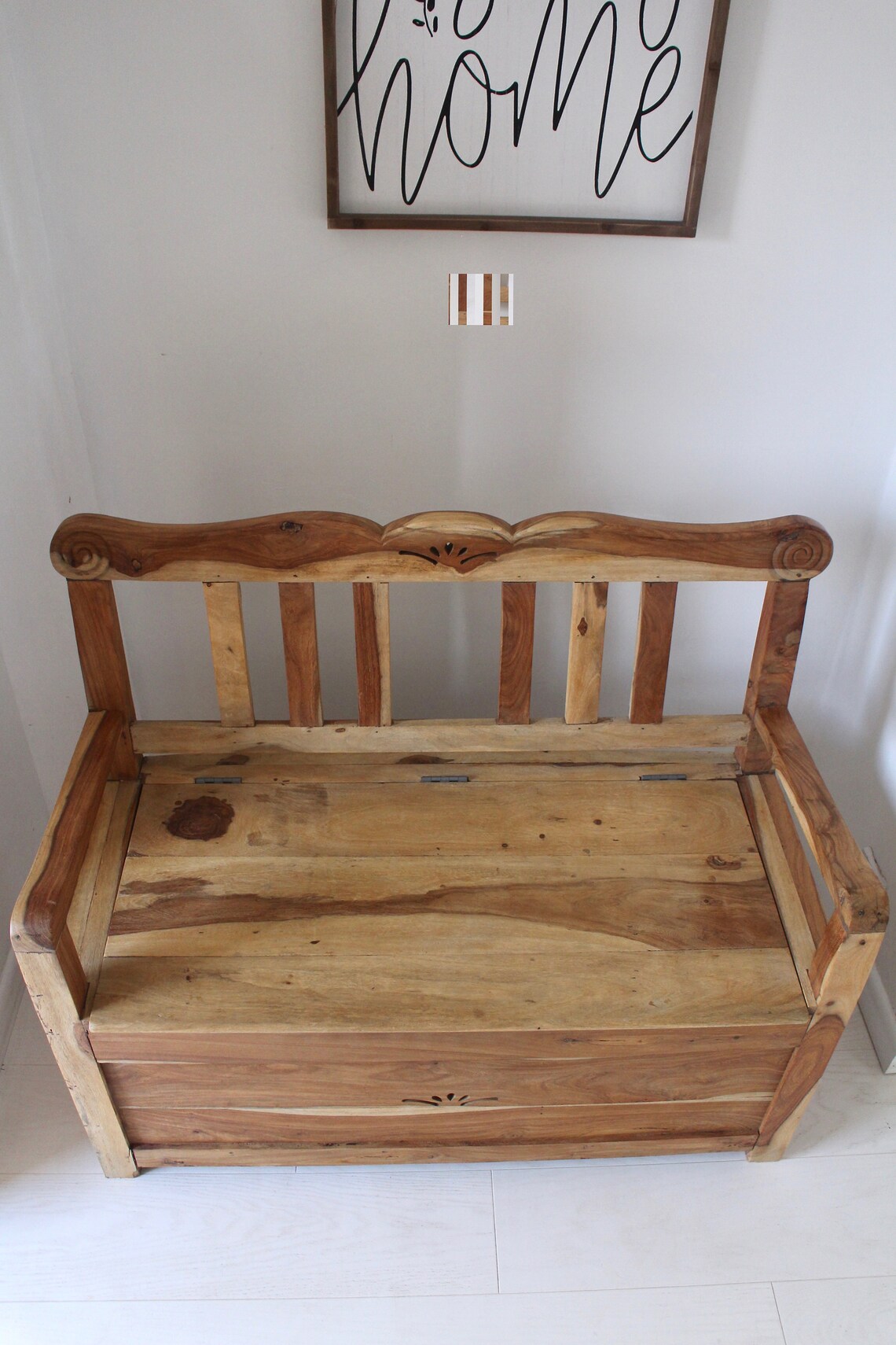 Pasillo de almacenamiento de banco monje madera dura sólida | Etsy