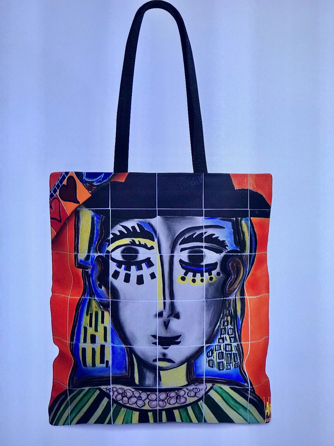 Designer Tote Handbag the Spanish in Tile and Orange Etsy