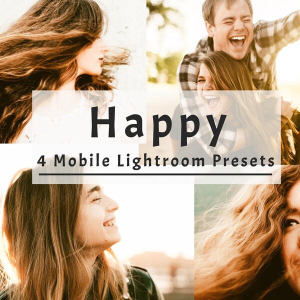 DREAMY PRESETS, Moody Preset, Light Room Presets, 4 HAPPY Presets Filters For Photo, Presets Lightroom, Outdoor Presets