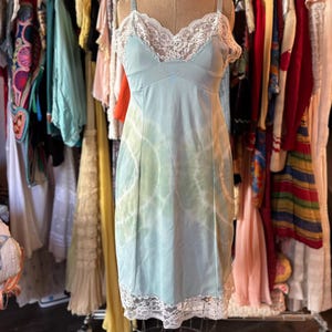 Vintage Teal Tie Dye Slip Dress