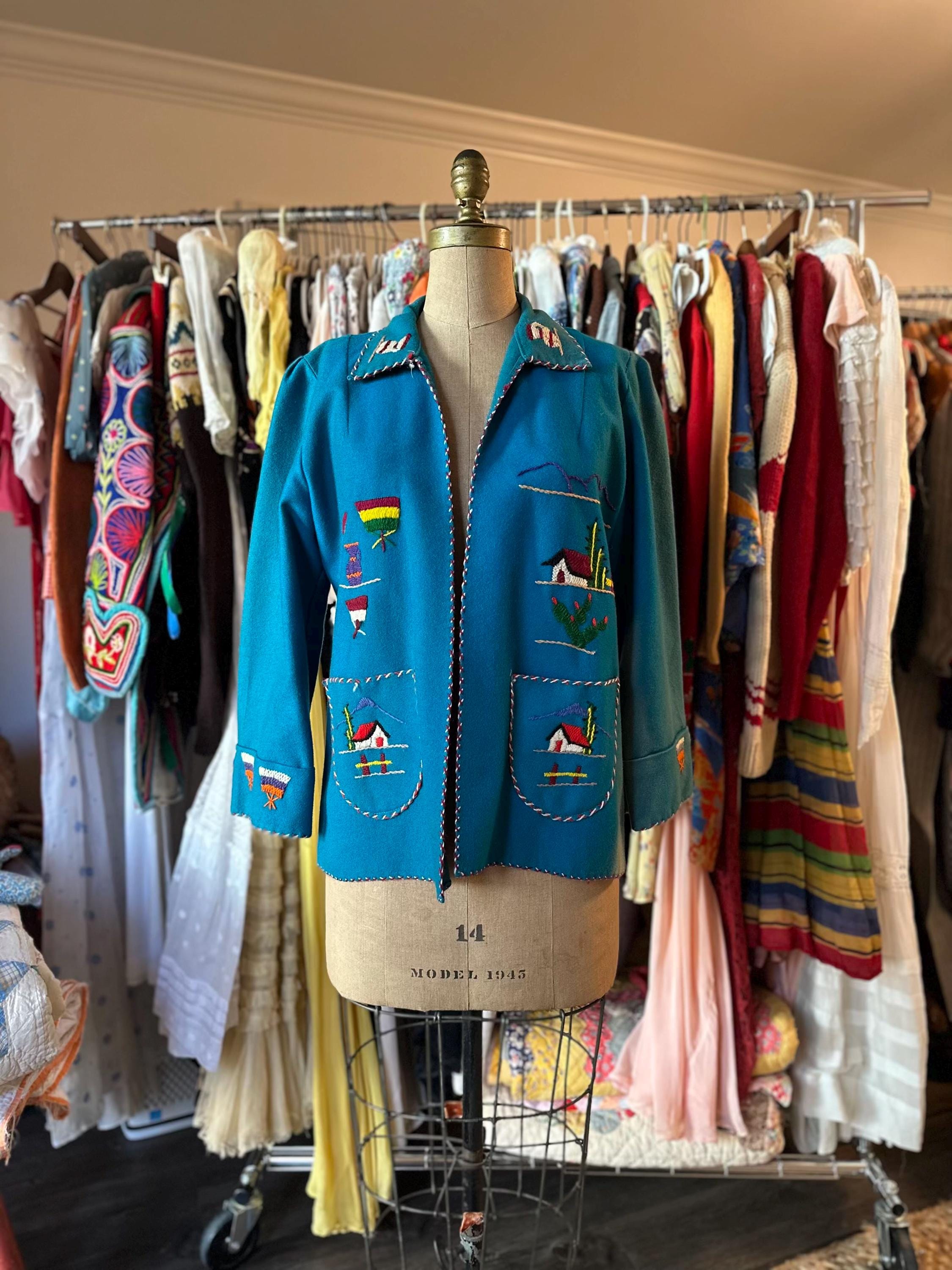 special vintage✨souvenir jacket 40s〜50s Vintage 40's 50's Mexican Wool Embroidered Tourist Souvenir