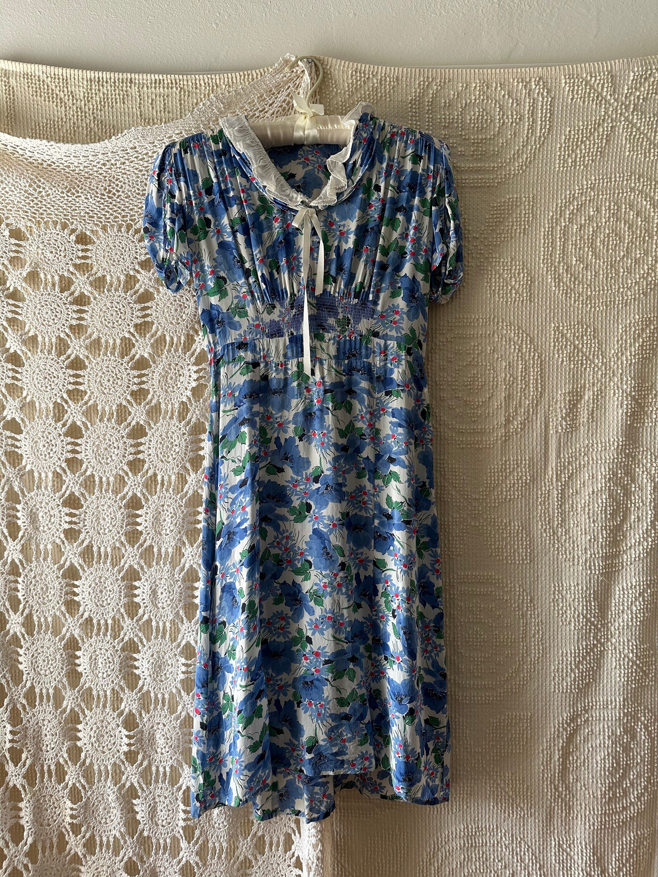 Vintage 1930s Blue Floral Dress - Etsy