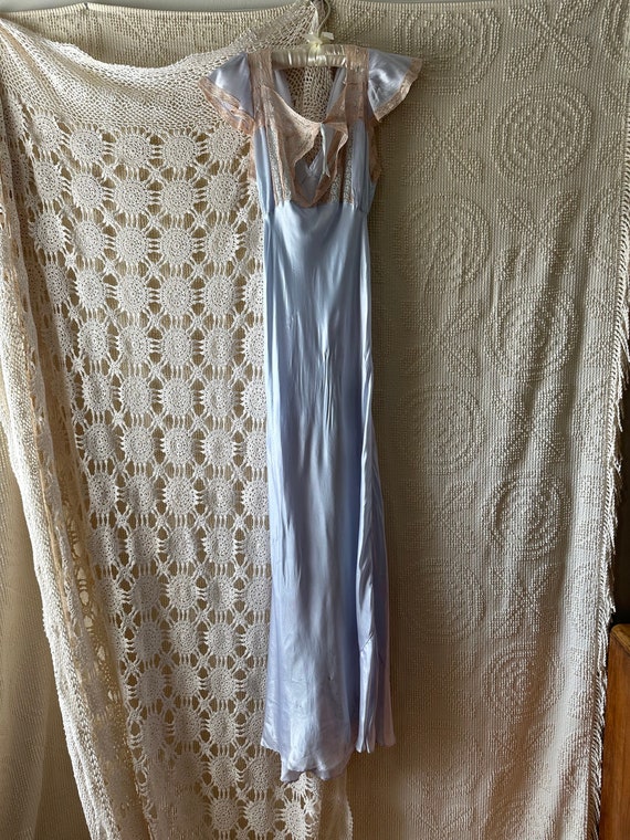 Vintage 1930s Periwinkle/Blue Satin Slip Dress