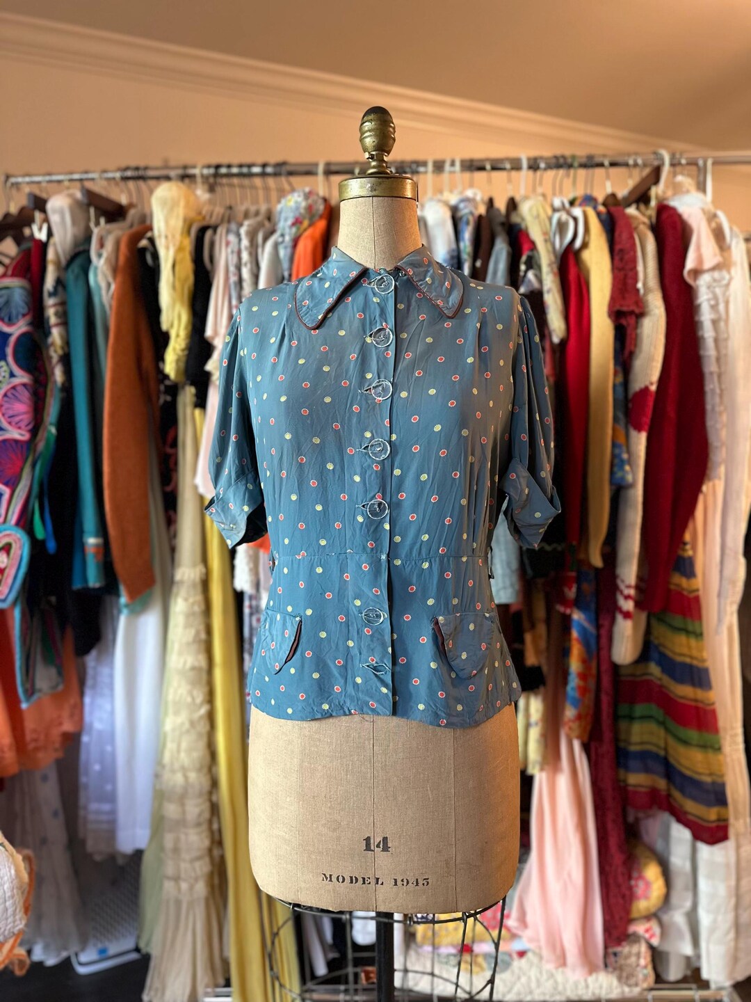 1940s Sweetheart Blouse - Powder Blue