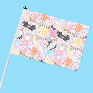 Mini Stroller Flag with Clip | vintage sign  | Theme Park Stroller SINGLE SIDED