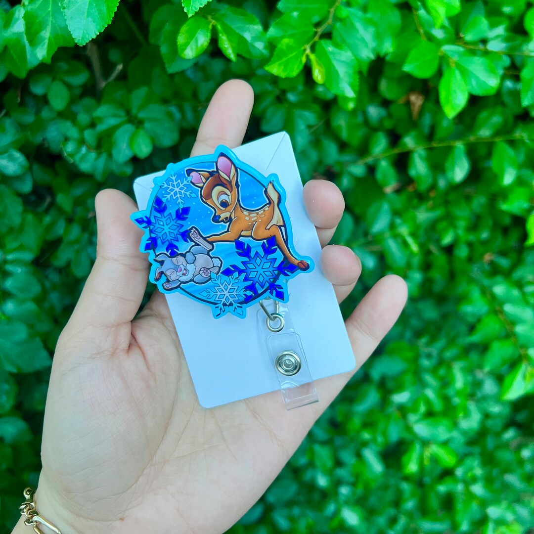 Winter Deer Badge Reel Cartoon Badge Reel Personalized Nurse Etsy