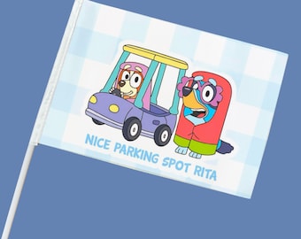 Mini Stroller Flag with Clip | Heeler Fam | Theme Park Stroller parking