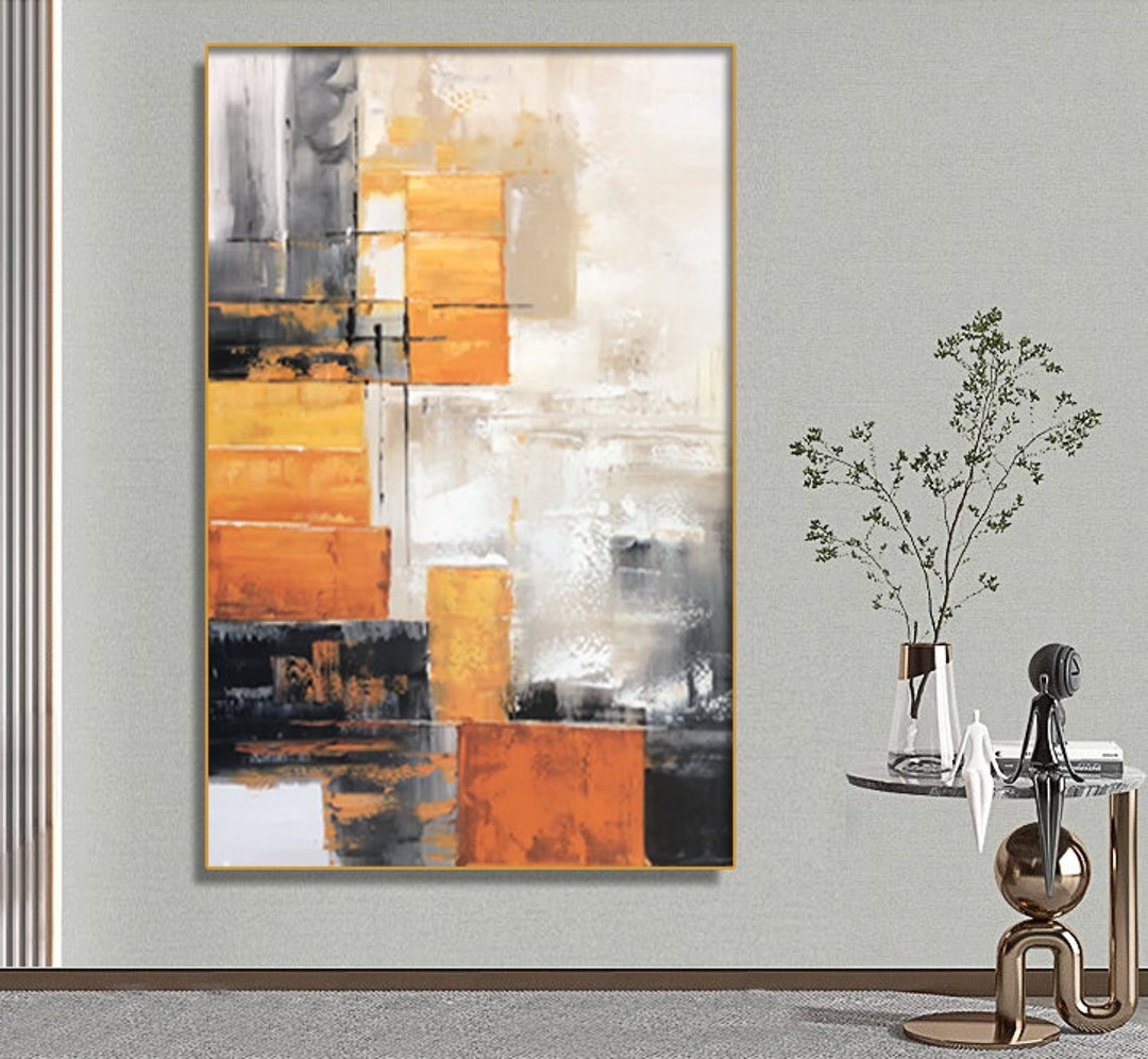 Large Orange Abstract Painting on Canvas Hand-painted Texture Abstract ...