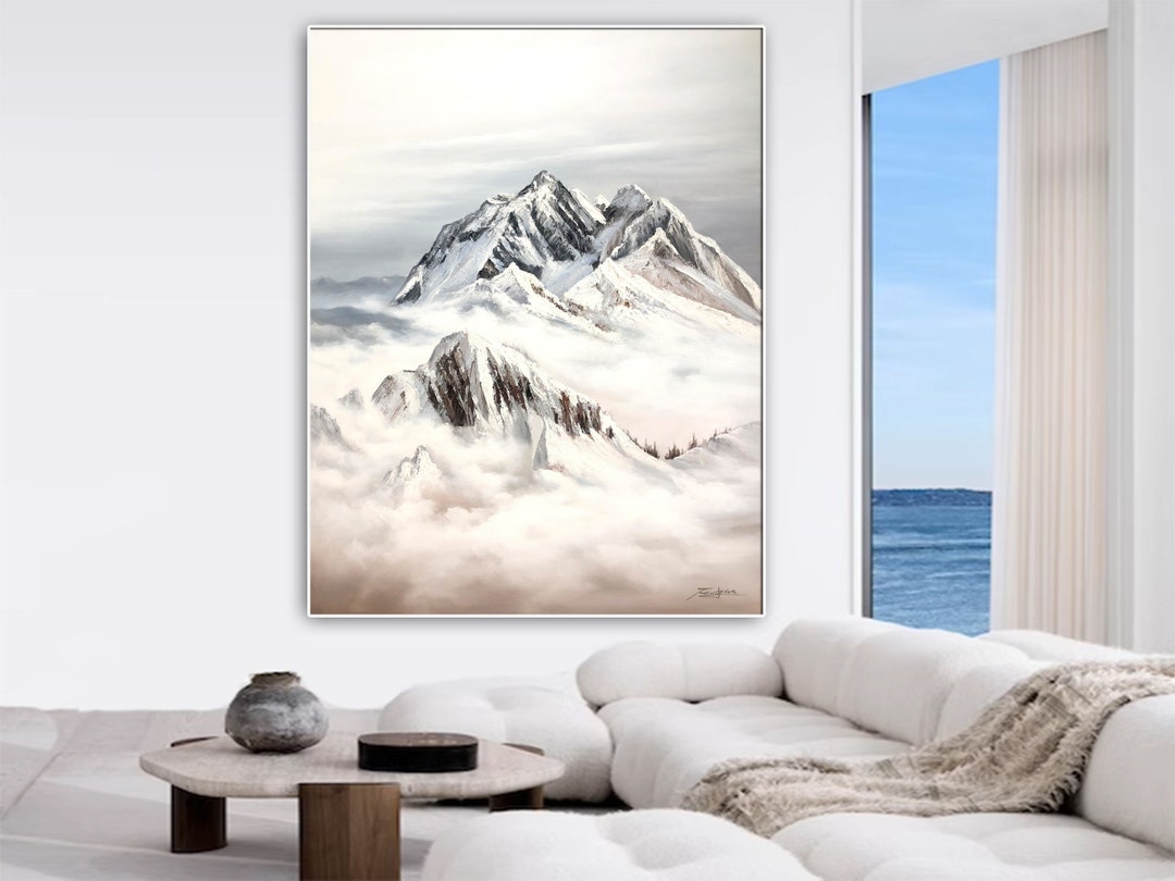 Original Mountain Painting on Canvas Hand Painted Mountain Wall Art ...