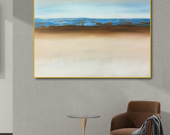 Original  seascape oil painting on canvas hand-painted  texture abstract wall art decor for hotel home and office