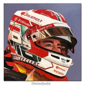 Charles Leclerc F1 Driver Number16 Hand-Painted oil Painting on Canvas Wall Art Decor Morden Art Living Room Decor Kids Gift