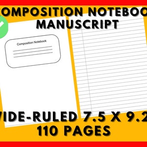 KDP Composition Notebook Interior Template: Wide-Ruled 7.5 x 9.25 | 110 Pages