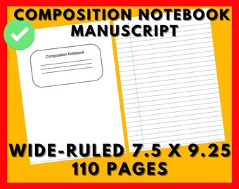 KDP compositie notebook interieur sjabloon: breed gelinieerd 7,5 x 9,25 | 110 pagina's