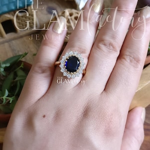 Diana Ring, Sapphire & Diamond, Silver 925, Real 18K Gold Filled